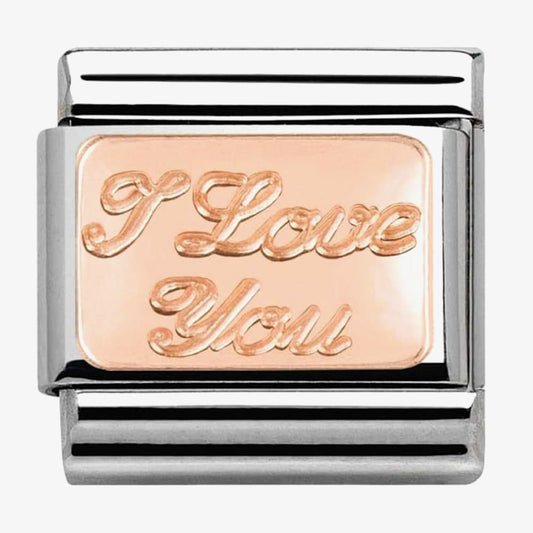 Composable Classic PLATES in stainless steel with 9k rose gold CUSTOM (30_I love you)