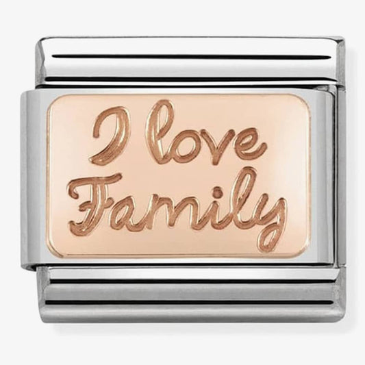 Composable Classic PLATES in stainless steel with 9k rose gold CUSTOM (41_I love Family plate)