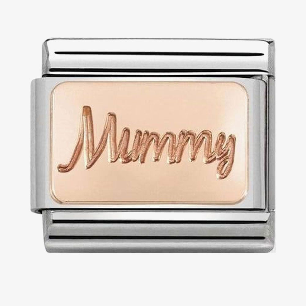 Composable Classic PLATES in stainless steel with 9k rose gold CUSTOM (42_Mummy plate)
