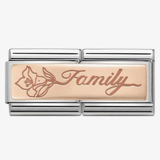 Composable Classic DOUBLE ENGRAVED steel and 9k rose gold CUSTOM (17_Family with flower)