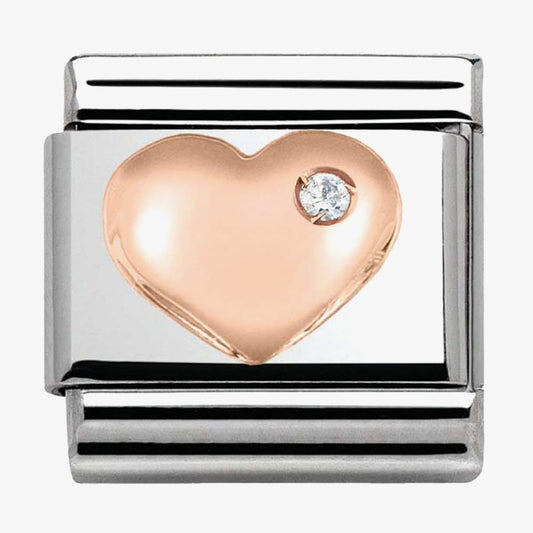 Composable Classic Symbols in stainless steel with 9k rose gold and CZ (01_Heart)