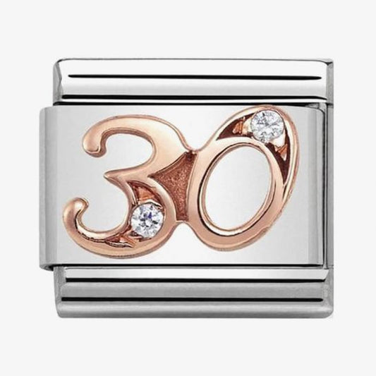 Composable Classic NUMBERS steel, zircon and 9k rose gold (30_30)