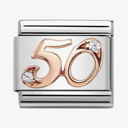 Composable Classic NUMBERS steel, zircon and 9k rose gold (50_50)