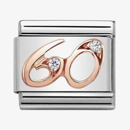 Composable Classic NUMBERS steel, zircon and 9k rose gold (60_60)