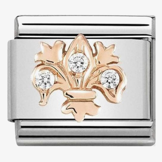 Composable Classic Symbols in stainless steel with 9k rose gold and CZ (14_White Lily)