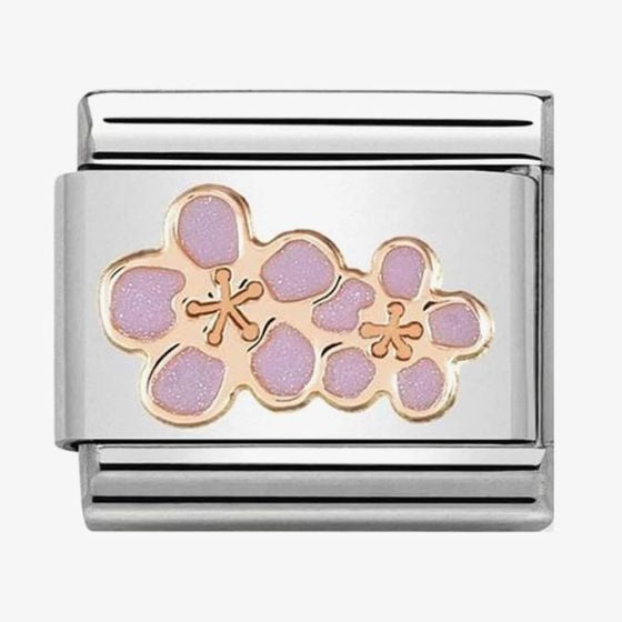 Composable Classic SYMBOLS steel, enamel and 9k rose gold (03_Peach flowers)