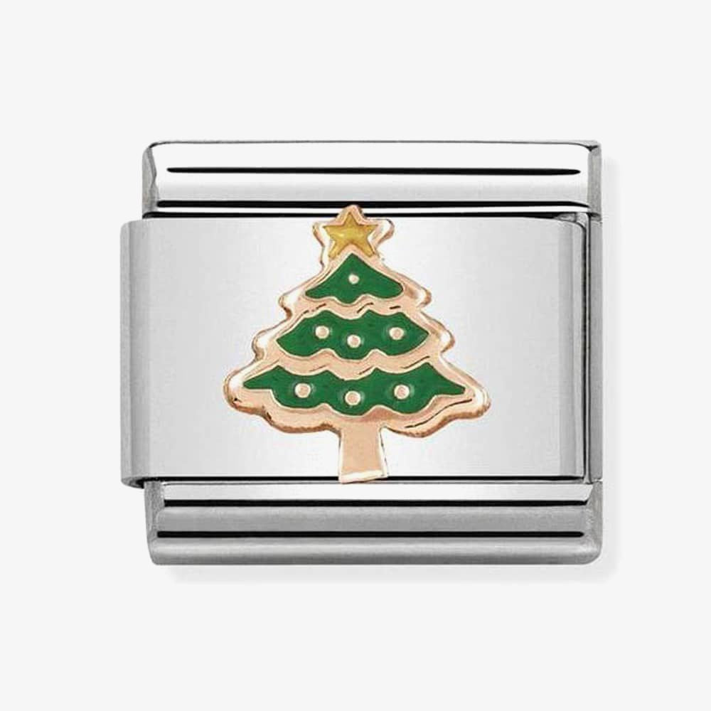 Composable Classic RELIEF in st,steel, enamel and 9k rose gold (05_Christmas Tree)