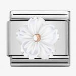 Composable Classic STONE SYMBOLS in stainless steel and 9k rose gold (02_Flower in WHITE MOTHER OF PEAR)