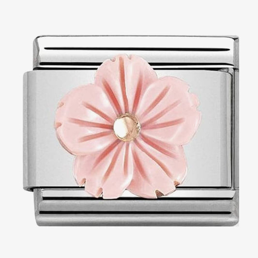 Composable Classic STONE SYMBOLS in stainless steel and 9k rose gold (03_Flower in ROSE CORAL)