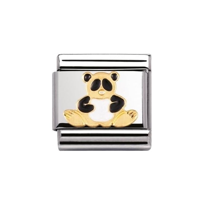 COMPOSABLE Classic EARTH ANIMALS in stainless steel with enamel and bonded yellow gold (39_Panda)