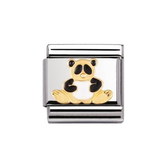 COMPOSABLE Classic EARTH ANIMALS in stainless steel with enamel and bonded yellow gold (39_Panda)