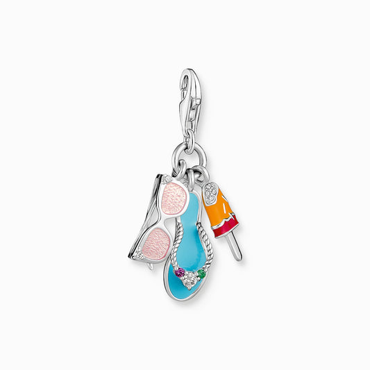 Charm pendant sunglasses, flip flop and ice cream silver