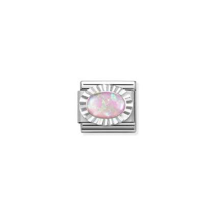 Composable Classic STONES, steel, DIAMOND OVAL 925 sterling silver (38_PINK OPAL)