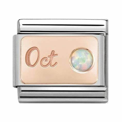 Composable Classic STONE of MONTH in S, Steel and 9k rose gold (10_October WHITE OPAL)