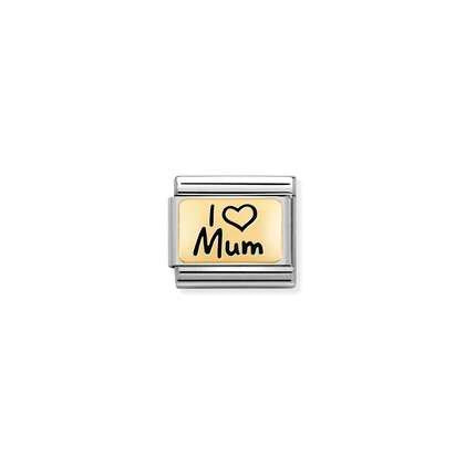 Composable Classic PLATES (IC) in steel and bonded yellow gold (01_I Love Mum)