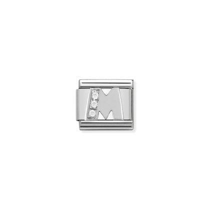 Composable Classic ALPHABETH stainless steel, Cub, zirc and 925 silver (13_M)