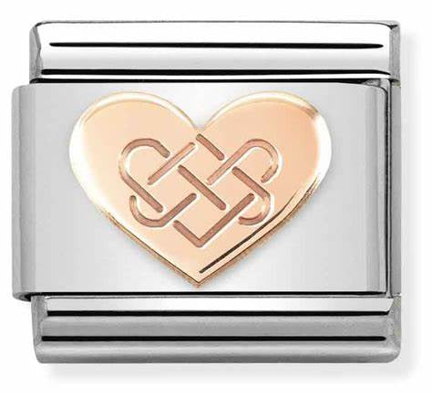 Composable Classic SYMBOLS stainless steel and 9k rose gold (38_Celtic Knot Heart)