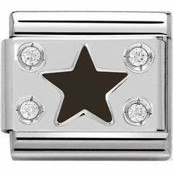 Composable CL SIMBOLS stainless steel, enamel, Cub, Zirc and 925 silver (03_BLACK plate with Star)