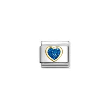 COMPOSABLE CLASSIC LINK, HEART, BLUE GLITTER