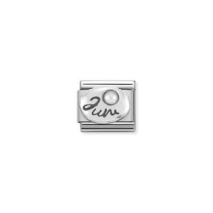 Composable Classic SYMBOLS in st,steel, sterling silver and stones (06_June WHITE PEARL)