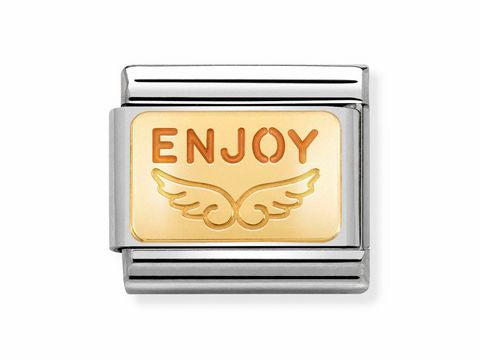 Composable Classic PLATES steel , enamel and bonded yellow gold (37_ENJOY LIFE ANGEL)