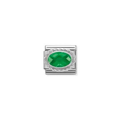 Composable Classic FACETED CZ in stainless steel with sterling silver setting and detail (027_EMERALD GREEN)