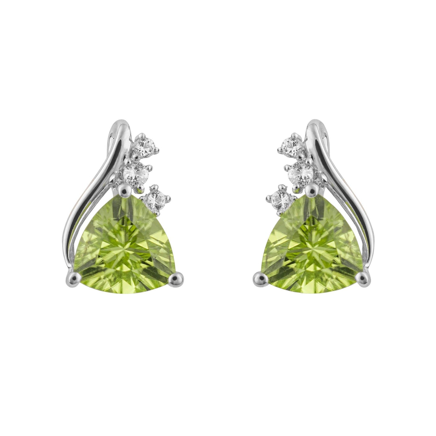 Trillion Semi-Precious Peridot Stud Earrings In 9ct Gold