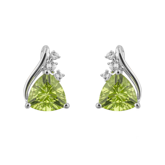 Trillion Semi-Precious Peridot Stud Earrings In 9ct Gold