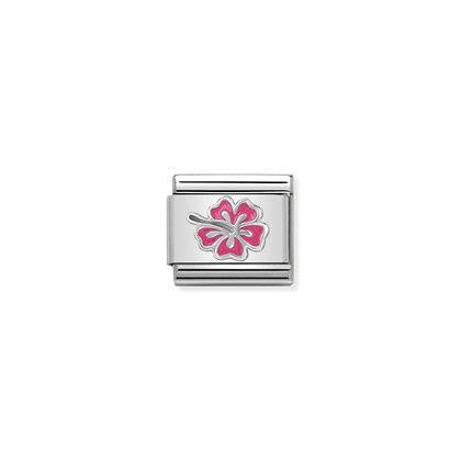 Composable Classic SYMBOLS in stainless steel , enamel and silver 925 (24_hibiscus PINK)