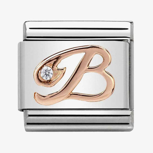Composable Classic LETTERS steel, zircon and 9k rose gold (02_B)