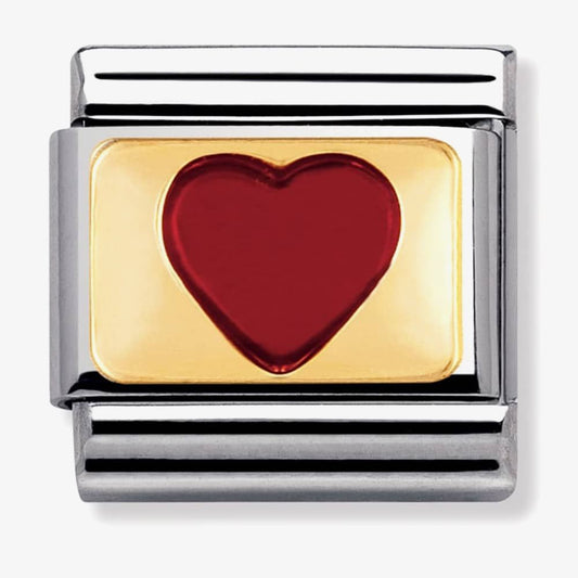 Composable Classic PLATES steel , enamel and bonded yellow gold (33_Red heart)