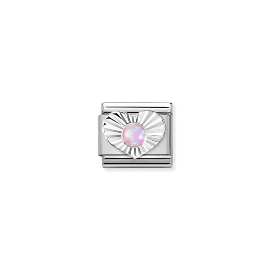 Composable Classic STONES, steel, DIAMOND HEART 925 sterling silver (38_PINK OPAL)