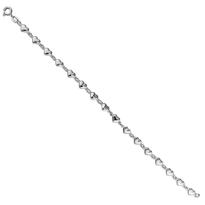 Sterling Silver 19cm Small Puff Hearts Bracelet