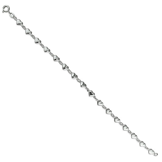 Sterling Silver 19cm Small Puff Hearts Bracelet
