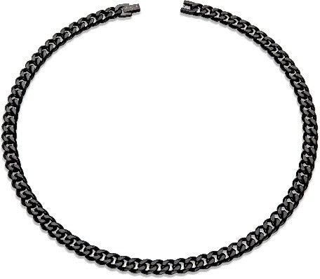 Stainless Steel Necklace with Matte/Polished Black IP Plating