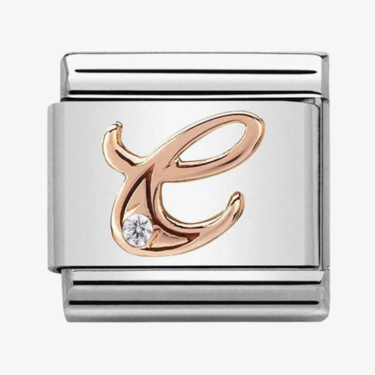 Composable Classic LETTERS steel, zircon and 9k rose gold (03_C)