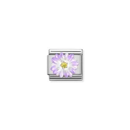 Composable CL SIMBOLS stainless steel, enamel, Cub, Zirc and 925 silver (03_PURPLE flower)