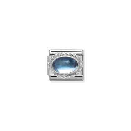 Composable Classic STONES in stainless steel with sterling silver setting and detail (13_light blue topaz)