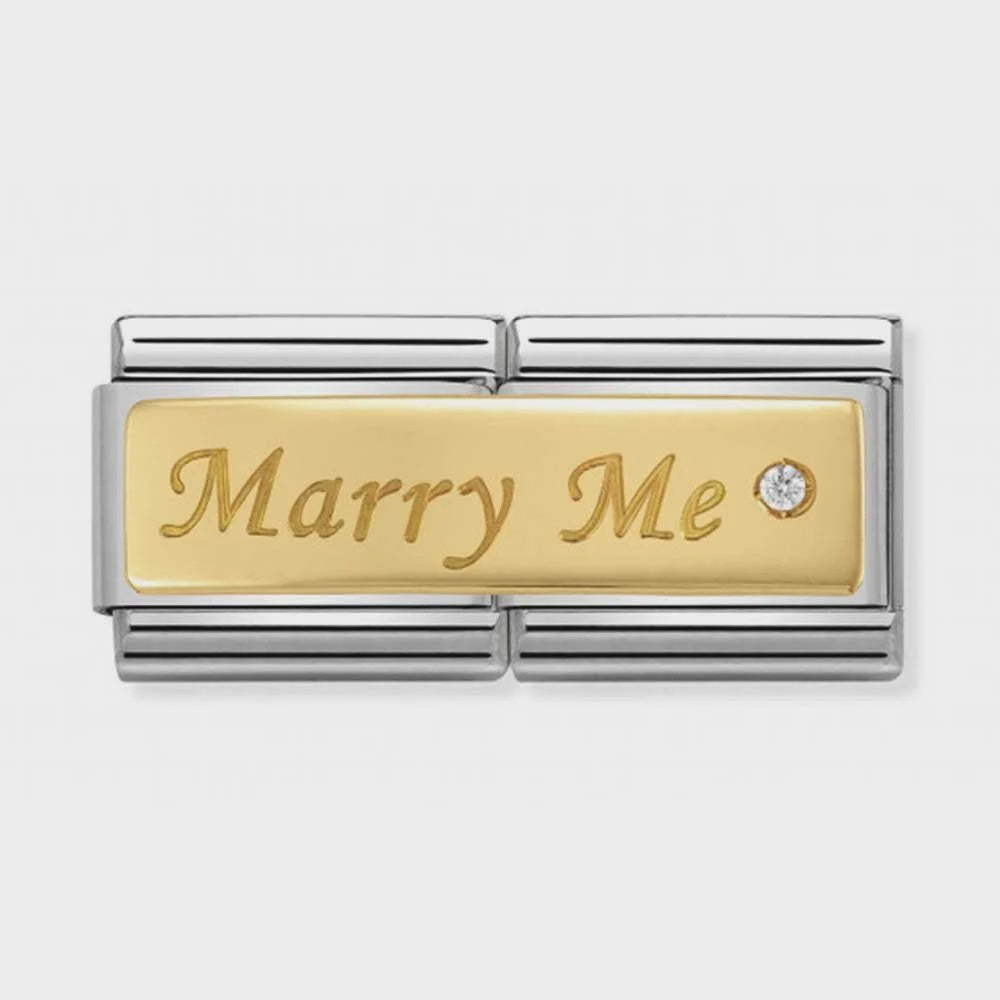 Composable DOUBLE Classic ENGRAVED in steel, c,z, and bonded yellow gold (01_Marry Me)