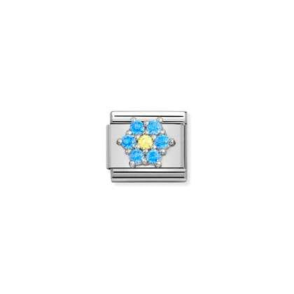 Composable CL SYMBOLS steel, Cz and silver 925 RICH (04_LIGHT BLUE and YELLOW flower)