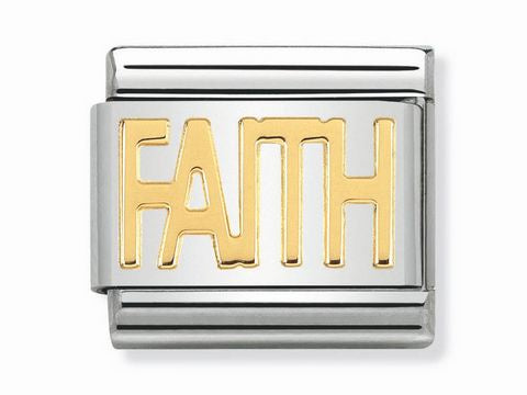 COMPOSABLE Classic WRITINGS in stainless steel with bonded yellow gold (28_FAITH)