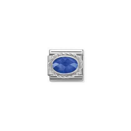 Composable Classic FACETED CZ in stainless steel with sterling silver setting and detail (007_BLUE)