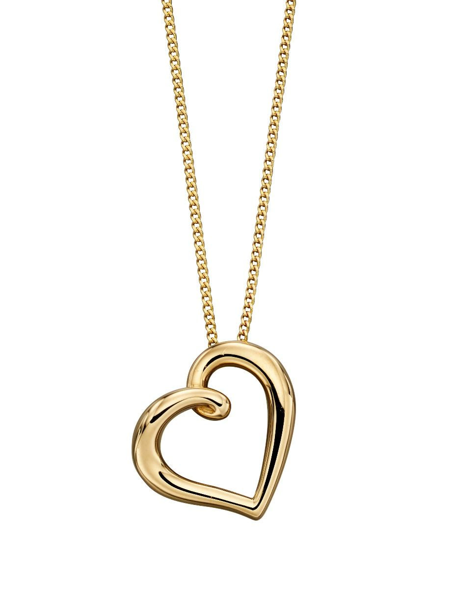 9ct Yellow Gold Heart Necklace With 46cm Chain