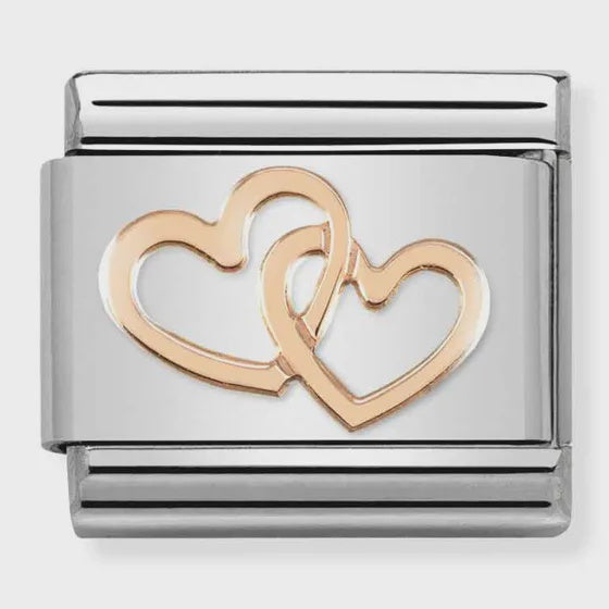 Composable Classic SYMBOLS stainless steel and 9k rose gold (41_Linked hearts)