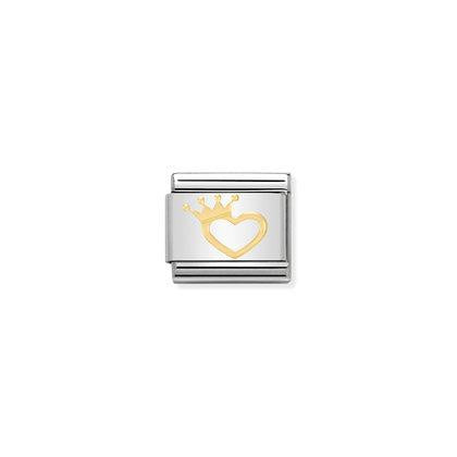 COMPOSABLE Classic LOVE in stainless steel with bonded yellow gold (17_Heart with crown)