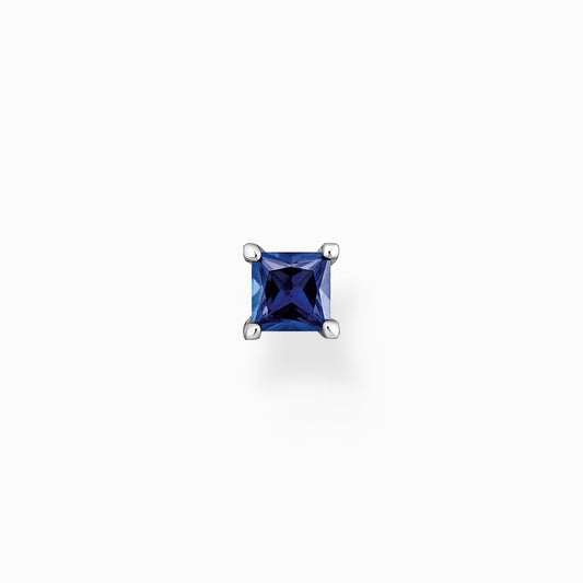 Single ear stud with blue stone silver