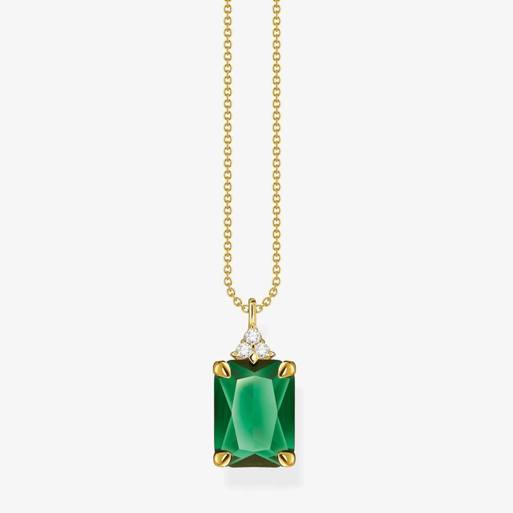Ladies Green Octagon Pendant Necklace