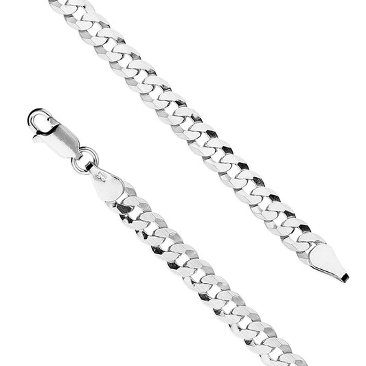 51cm/20in Flat curb Mens Chain Sterling Silver