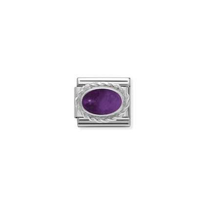 Composable Classic STONES in stainless steel with sterling silver setting and detail (02_AMETHYST)