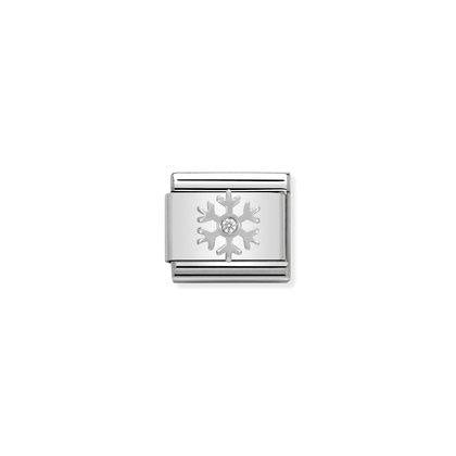 Composable CHRISTMAS stainless steel, enamel,Cub, zirc, and arg,925 (02_White Snowflake)